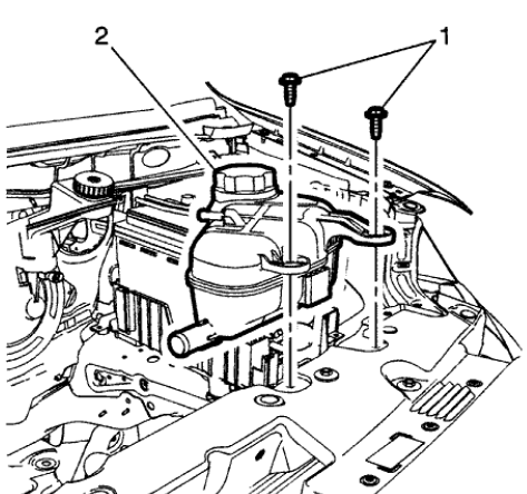 Fig. 151: Radiator Surge Tank And Mounting Bolts