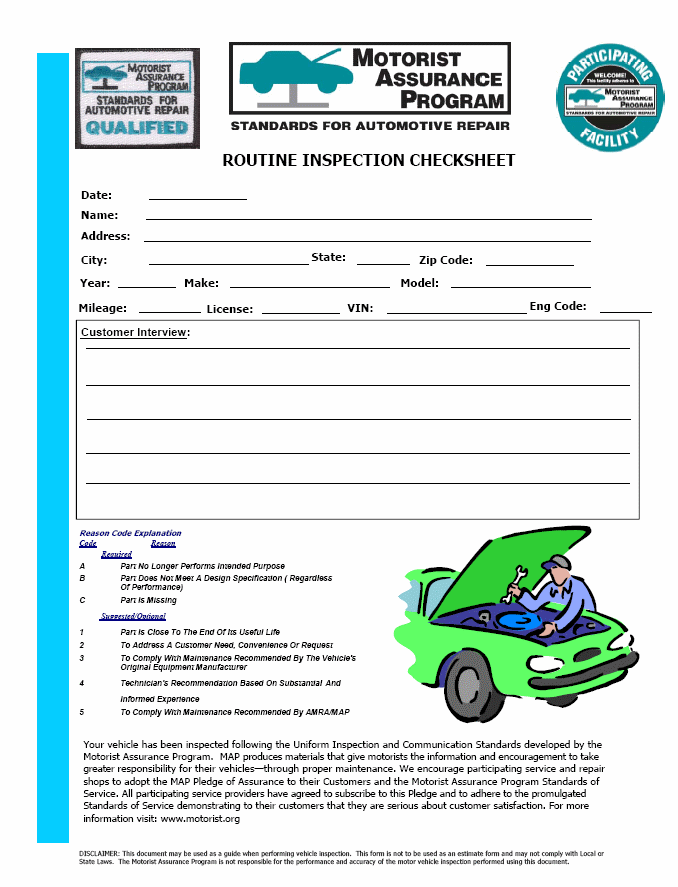 Fig. 10: Routine Inspection Checksheet (1 Of 2)