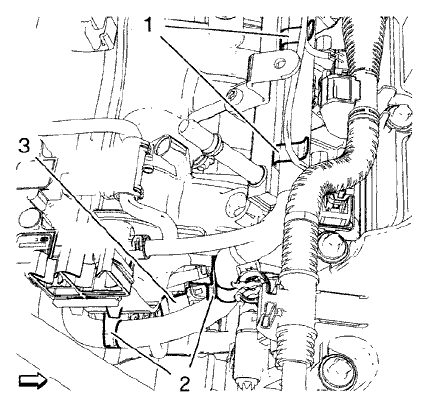 Fig. 41: Turbocharger Wastegate Regulator Solenoid Valve Wiring Harness Plug, Intake Manifold And Fuel Injection Rail Retainer Clips