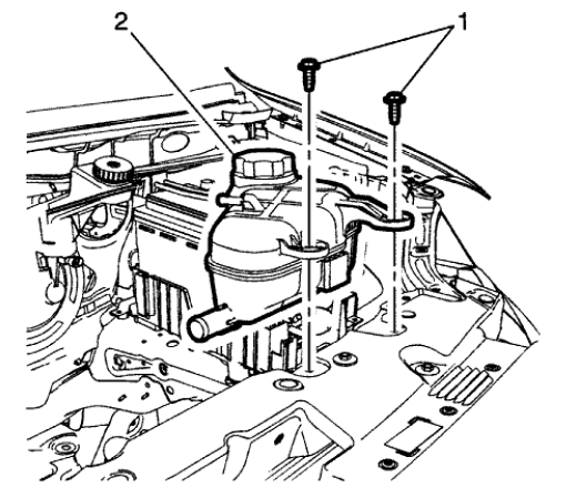 Fig. 177: Radiator Surge Tank And Mounting Bolts