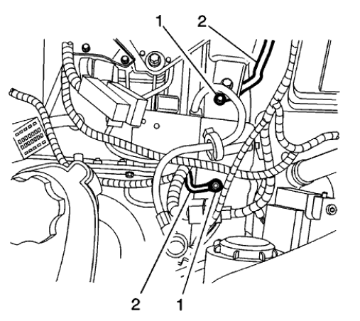 Fig. 181: Wiring Harness And Ground Nuts