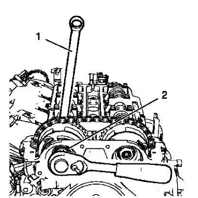 Fig. 76: Intake Camshaft Sprocket Bolt And Hexagonal Wrench