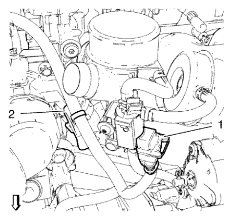 Fig. 196: Turbocharger Wastegate Regulator Solenoid Valve Wiring Harness Connector And Retaining Clip 