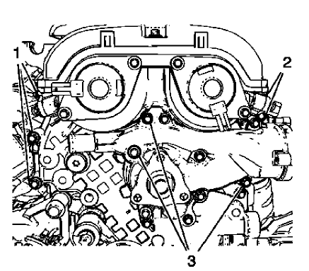 Fig. 91: Engine Front Cover Bolts And Water Pump Bolts
