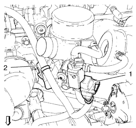 Fig. 211: Turbocharger Wastegate Regulator Solenoid Valve Wiring Harness Connector And Retaining Clip
