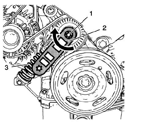 Fig. 15: Drive Belt Tensioner Spring, Drive Belt Tensioner Pulley Bolt And Wrench