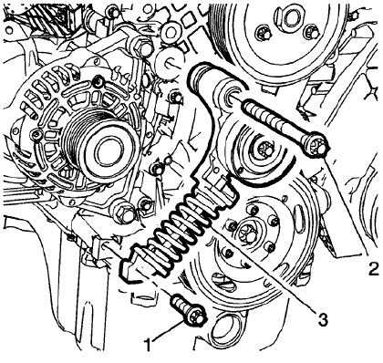 Fig. 24: Drive Belt Tensioner And Bolts