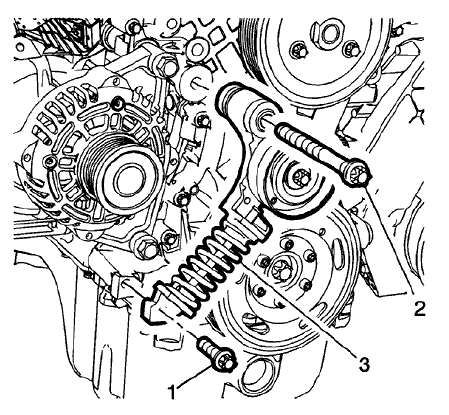 Fig. 25: Drive Belt Tensioner And Bolts