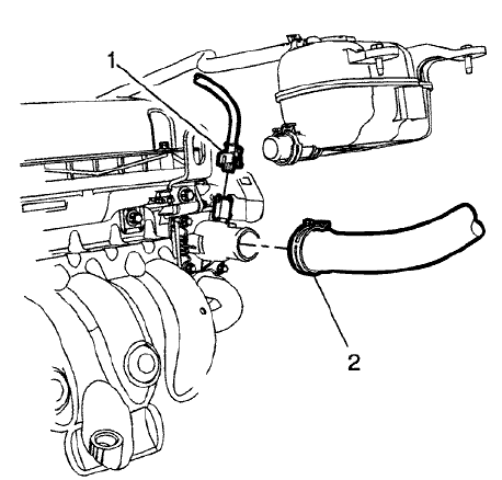 Fig. 45: Thermostat Heating Element Sensor & Radiator Inlet Hose
