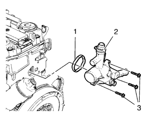 Fig. 452: Water Outlet, Bolts And Seal Ring