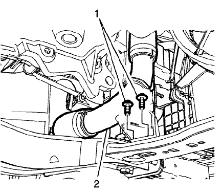 Fig. 114: Charge Air Cooler Outlet Air Pipe To Frame Bracket