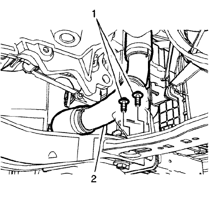 Fig. 117: Charge Air Cooler Outlet Air Pipe To Frame Bracket