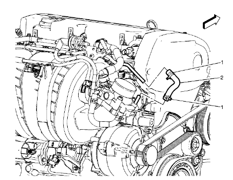 Fig. 19: Throttle Body Heater Inlet Hose (2H0)