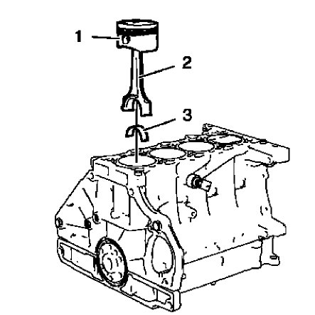 Fig. 396: Pistons, Connecting Rods And Bearings