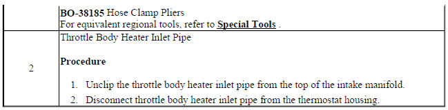 Throttle Body Heater Inlet Pipe Replacement (2H0)