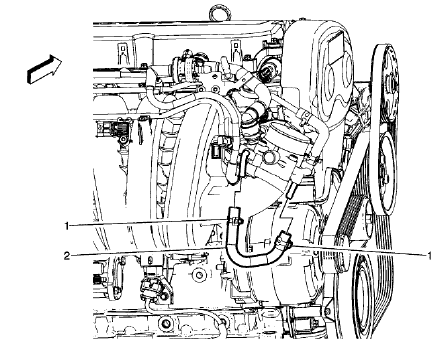 Fig. 22: Throttle Body Heater Outlet Hose (2H0)