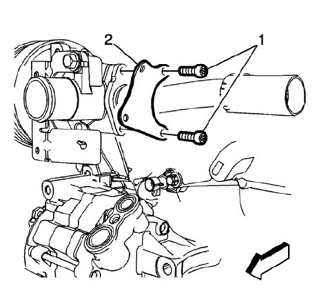 Fig. 26: Engine Oil Cooler Outlet Pipe Bracket And Bolts