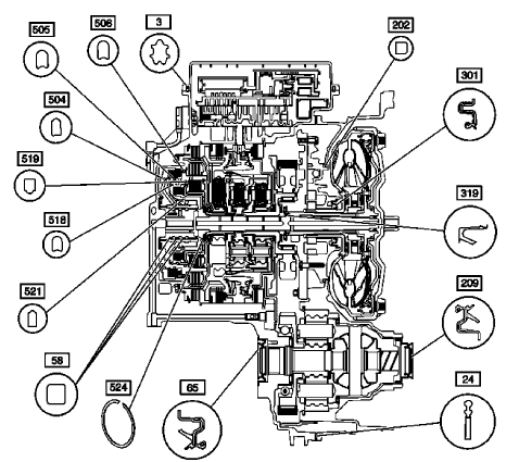Fig. 6: Automatic Trans Seal Kit (Gen 2) 24260603 (1 Of 2)