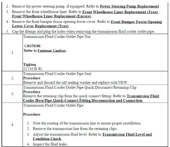 Transmission Fluid Cooler Outlet Pipe Replacement