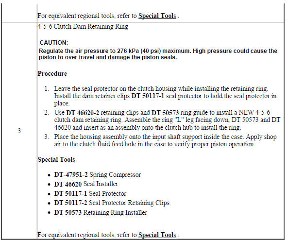 4-5-6 Clutch Fluid Dam Installation