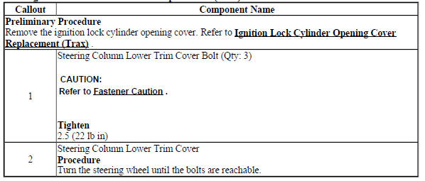 Steering Column Lower Trim Cover Replacement (Trax)