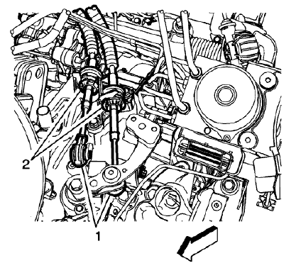 Fig. 92: Shift Lever And Selector Lever Cable End