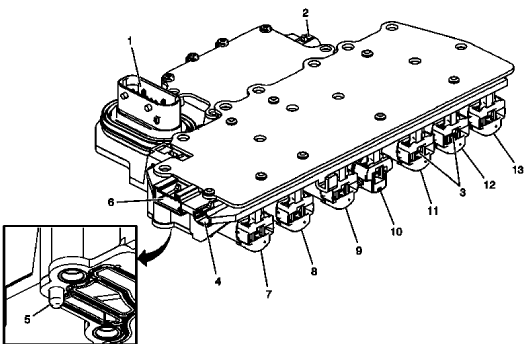 Fig. 1: View Of Control Solenoid Valve & Transmission Control Module Assembly