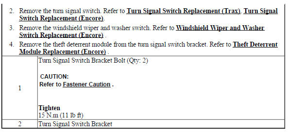Turn Signal Switch Bracket Replacement (Encore)