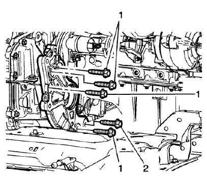 Fig. 29: Transmission Bracket Fasteners