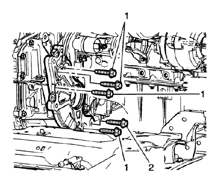 Fig. 43: Transmission Bracket Fasteners