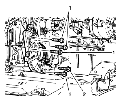 Fig. 46: Transmission Bracket Fasteners