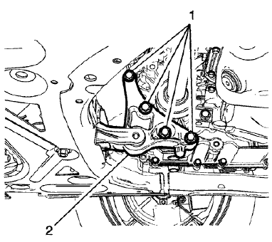 Fig. 49: Transmission Mount Bracket To Transmission Bolts
