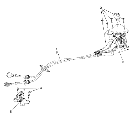 Fig. 3: Shift Control and Shift Lever/Selector Lever Cable Components