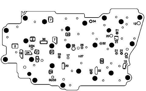 Fig. 22: Control Valve Body Spacer Plate Assembly -- Case Side