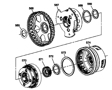 Fig. 23: Input, Output and Reaction Gearsets -- 6T30/6T40