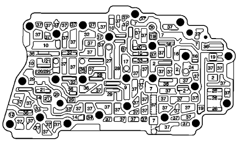 Fig. 23: Control Valve Body -- Case Side