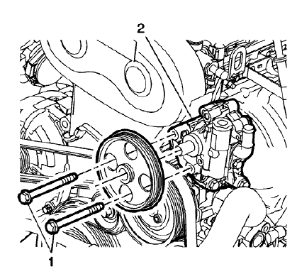Fig. 11: Power Steering Pump And Bolts