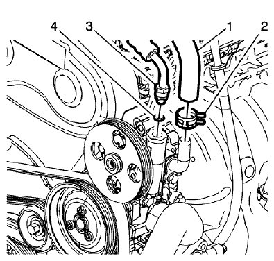 Fig. 13: Power Steering Fluid Reservoir Outlet Hose