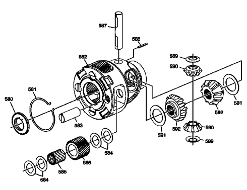 Fig. 25: Disassembled View Of Front Differential Carrier Assembly