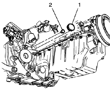 Fig. 74: Flywheel Bolts And Hole Cover