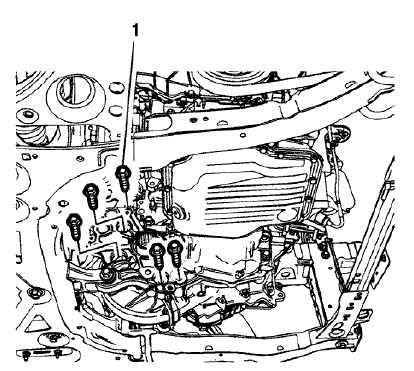 Fig. 43: Transmission Bracket Bolts