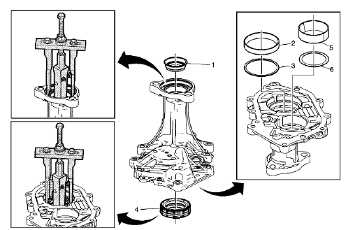 Fig. 49: Transfer Case Input Shaft Bearing Retainer Rear Seal And Front Wheel Drive Intermediate Shaft Seal