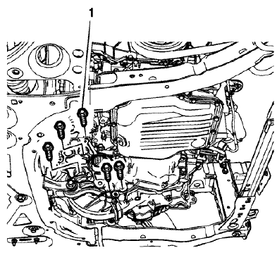 Fig. 48: Transmission Bracket Bolts