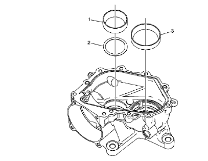 Fig. 51: Transfer Case Input Shaft Bearing Race And Idler Shaft Bearing Race