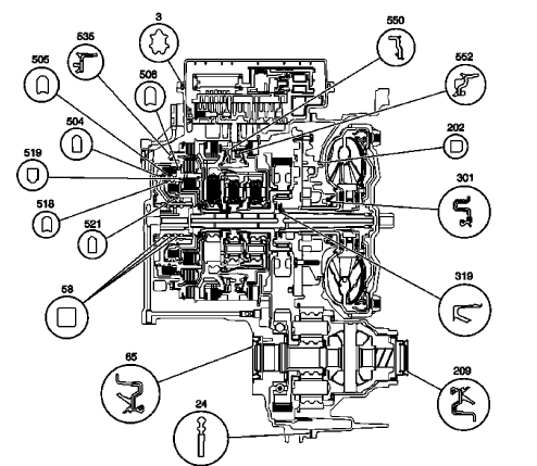 Fig. 30: Seal Locations (Gen 2/Hybrid)