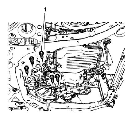 Fig. 57: Transmission Bracket Bolts