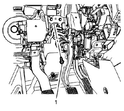 Fig. 32: Brake Pedal Release Bracket Bolt