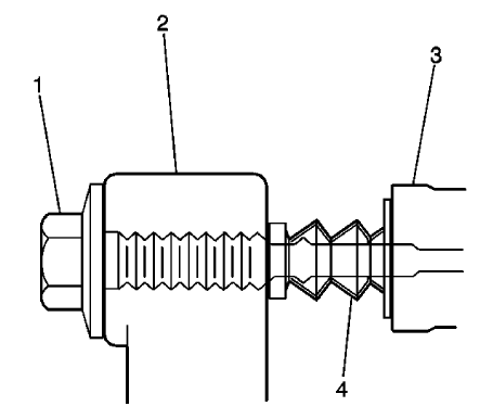 Fig. 11: View Of Caliper, Pin, Boots & Caliper Mounting Bracket