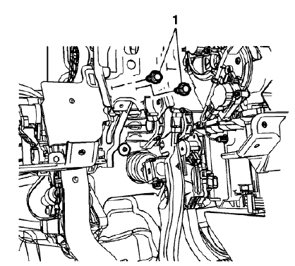 Fig. 33: Brake Pedal Release Bracket And Bolts