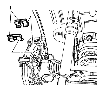 Fig. 20: Lower Brake Pad Springs